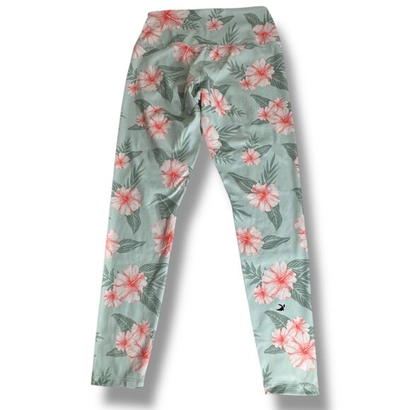 Glyder High Power Womens Skinny Leg Ankle Leggings Green Tropical Bloom Medium - Picture 7 of 7